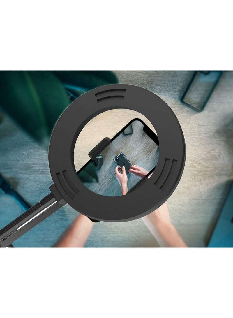 Overhead Camera Mount with Ring Light, Flexible Articulating Phone Arm Stand Compatible with iPhone, Logitech Webcam, Desk Tripod for YouTube Live Stream Cooking Nail Video Recording, USB - Image 4